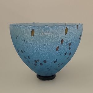 Lovely speckled Kosta Boda blue glass bowl